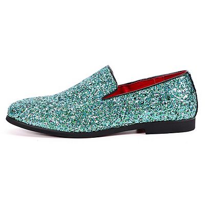 Men's Glitter Dress Loafers Pointed Toe Slip-On Formal Party Shoes