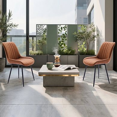 Set of 2 PU Leather Dining Chairs