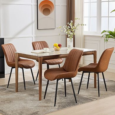Set of 2 PU Leather Dining Chairs