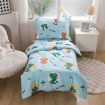 5 pc Twin Bedding Set with Soft Microfiber Comforter, Dinosaurs Pattern