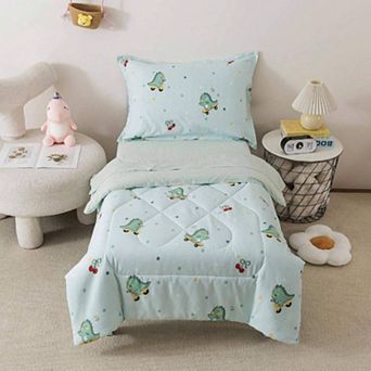 5 pc Twin Bedding Set with Soft Microfiber Comforter, Dinosaurs Pattern