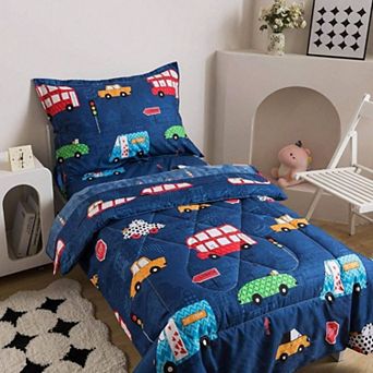 5 pc Twin Bedding Set with Soft Microfiber Comforter, Dinosaurs Pattern