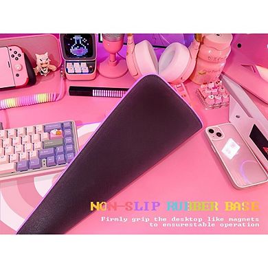 Pink Love Heart RGB Gaming Mouse Pad Large LED Desk Mat Non Slip Rubber