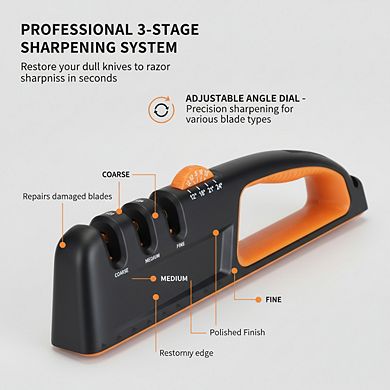 3-Stage Premium Knife Sharpener, Precision Adjust 5 Settings Restore Blades