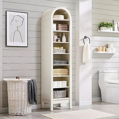 71" Tall Arched Bookshelf, 8 Tiers Arch Bookcase w/Storage, Modern Book Shelf w/Adjustable Shelves