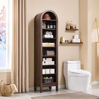 71" Tall Arched Bookshelf, 8 tier Arch Bookcase w/Storage, Modern Book Shelf w/Adjustable Shelves