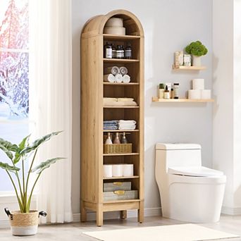 71" Tall Arched Bookshelf, 8 tier Arch Bookcase w/Storage, Modern Book Shelf w/Adjustable Shelves