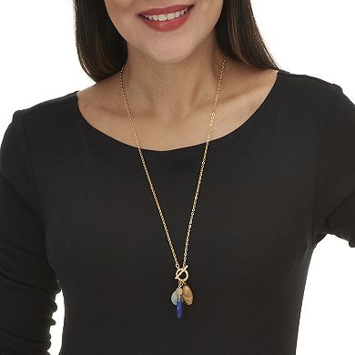 Genuine Agate Goldtone Drop Necklace 28-inch