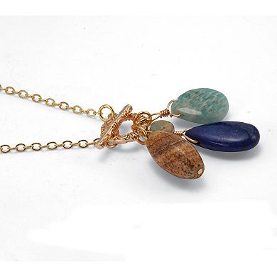 Genuine Agate Goldtone Drop Necklace 28-inch