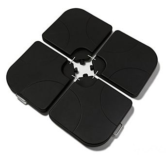 Black Heavy-Duty 4 pc Fillable Offset Patio Umbrella Base Weight Set With Connectors