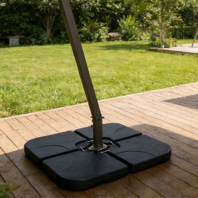 Black Heavy-Duty 4-Piece Fillable Offset Patio Umbrella Base Weight Set With Connectors