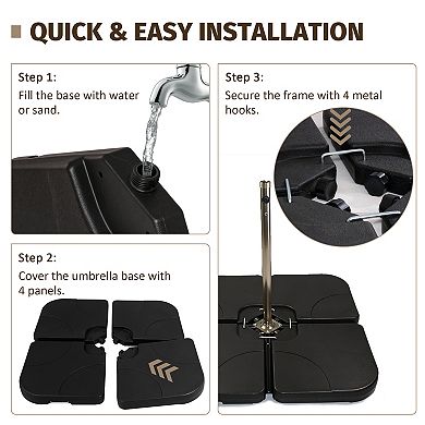 Black Heavy-Duty 4-Piece Fillable Offset Patio Umbrella Base Weight Set With Connectors
