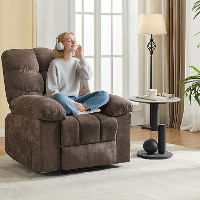 Overstuffed Recliner Rocking Chair with Massage & Heat