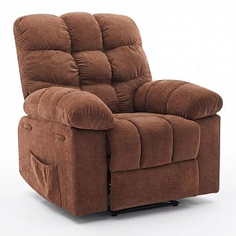 Overstuffed Recliner Rocking Chair with Massage & Heat