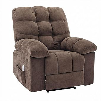 Overstuffed Recliner Rocking Chair with Massage & Heat
