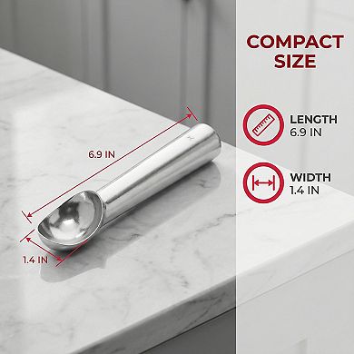 Aluminum Ice Cream Scoop with Ergonomic Handle for Easy Release and Cleaning