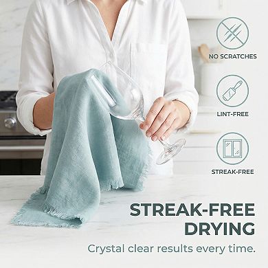 Cotton Linen Towels, Solid Color Fringed Dish Towels, Soft Absorbent Hand Towels 2 Pack 18" x 18"