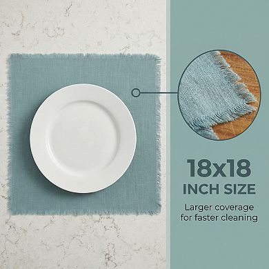Cotton Linen Towels, Solid Color Fringed Dish Towels, Soft Absorbent Hand Towels 2 Pack 18" x 18"