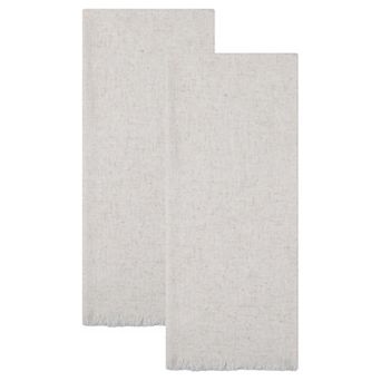 Cotton Linen Towels, Solid Color Fringed Dish Towels, Soft Absorbent Hand Towels 2 Pack 18" x 18"