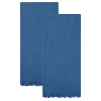 Cotton Linen Towels, Solid Color Fringed Dish Towels, Soft Absorbent Hand Towels 2 Pack 18" x 18"