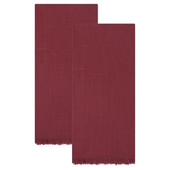 Cotton Linen Towels, Solid Color Fringed Dish Towels, Soft Absorbent Hand Towels 2 Pack 18" x 18"