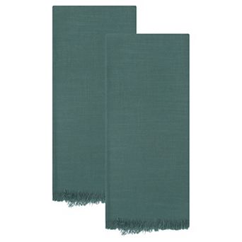 Cotton Linen Towels, Solid Color Fringed Dish Towels, Soft Absorbent Hand Towels 2 Pack 18" x 18"