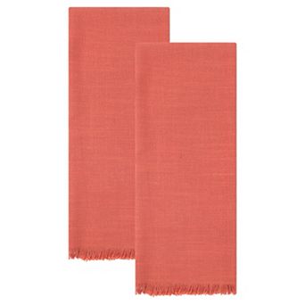 Cotton Linen Towels, Solid Color Fringed Dish Towels, Soft Absorbent Hand Towels 2 Pack 18" x 18"