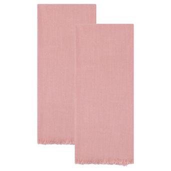 Cotton Linen Towels, Solid Color Fringed Dish Towels, Soft Absorbent Hand Towels 2 Pack 18" x 18"