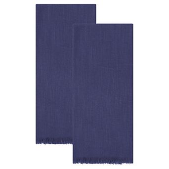 Cotton Linen Towels, Solid Color Fringed Dish Towels, Soft Absorbent Hand Towels 2 Pack 18" x 18"