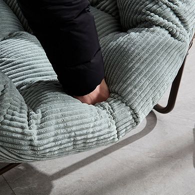 Oversized Outdoor Rattan Rocking Chair with Plush Cushion