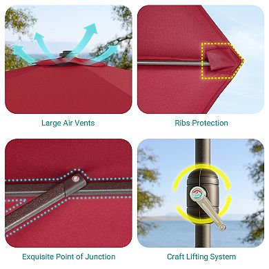 Sonkuki 6×9ft Rectangular Outdoor Patio Market Umbrella for Deck, Garden and Poolside