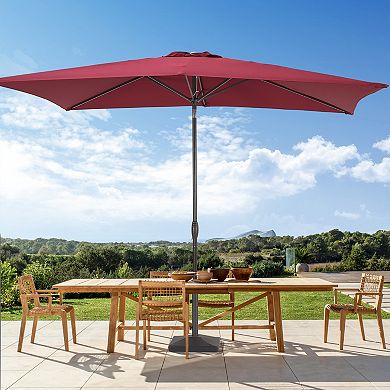 Sonkuki 6×9ft Rectangular Outdoor Patio Market Umbrella for Deck, Garden and Poolside