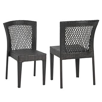 TEINIE Stackable Outdoor Dining Chairs Set of 2 PE Rattan Steel Frame