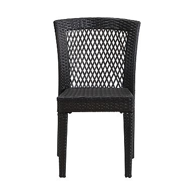 TEINIE Stackable Outdoor Dining Chairs Set of 2 PE Rattan Steel Frame