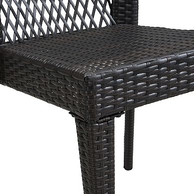 TEINIE Stackable Outdoor Dining Chairs Set of 2 PE Rattan Steel Frame