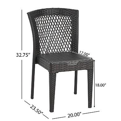 TEINIE Stackable Outdoor Dining Chairs Set of 2 PE Rattan Steel Frame
