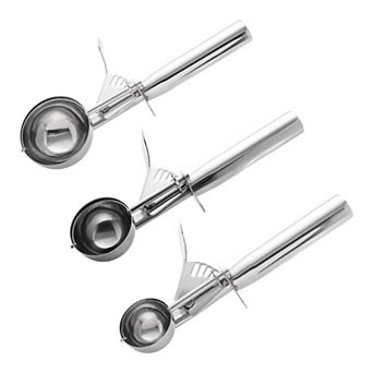Ice Cream Scoop Stainless Steel Gear Roller Comfortable Handle Easy Release 3 pc