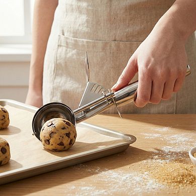 Ice Cream Scoop Stainless Steel Gear Roller Comfortable Handle Easy Release 3Pcs