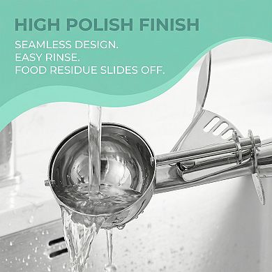 Ice Cream Scoop Stainless Steel Gear Roller Comfortable Handle Easy Release 3Pcs