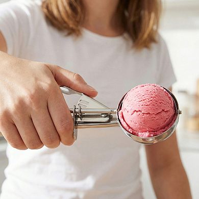 Ice Cream Scoop Stainless Steel Gear Roller Comfortable Handle Easy Release 3Pcs