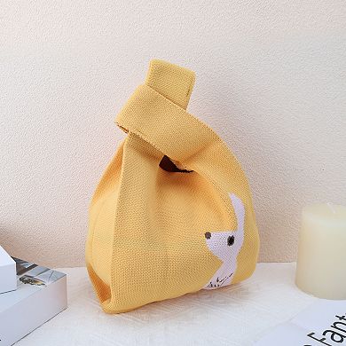 Animal Pattern Knitted Wrist Bag for Women 1Pc