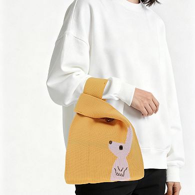 Animal Pattern Knitted Wrist Bag for Women 1Pc