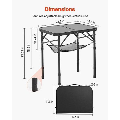 2ft Folding Portable Camping Table Aluminum Adjustable Height