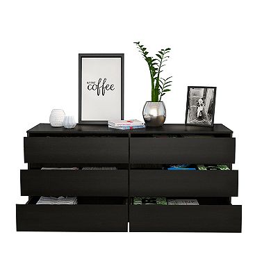 Asteria 6 Drawer Double Dresser, Metal Handles