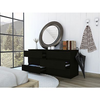 Asteria 6 Drawer Double Dresser, Metal Handles