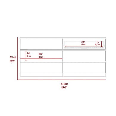 Asteria 6 Drawer Double Dresser, Metal Handles