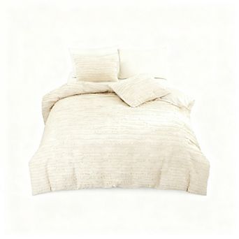 Textured linen striped duvet cover set, breathable and easy to maintain