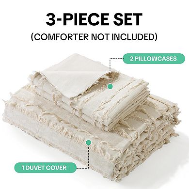 Textured linen striped duvet cover set, breathable and easy to maintain