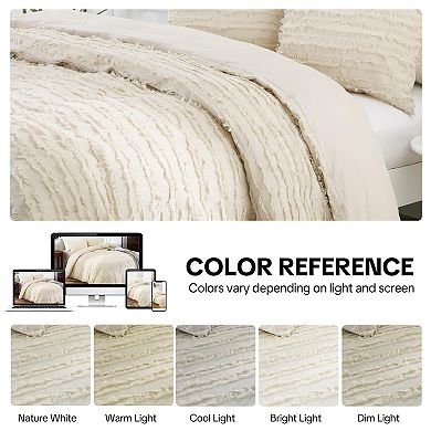 Textured linen striped duvet cover set, breathable and easy to maintain