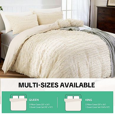 Textured linen striped duvet cover set, breathable and easy to maintain